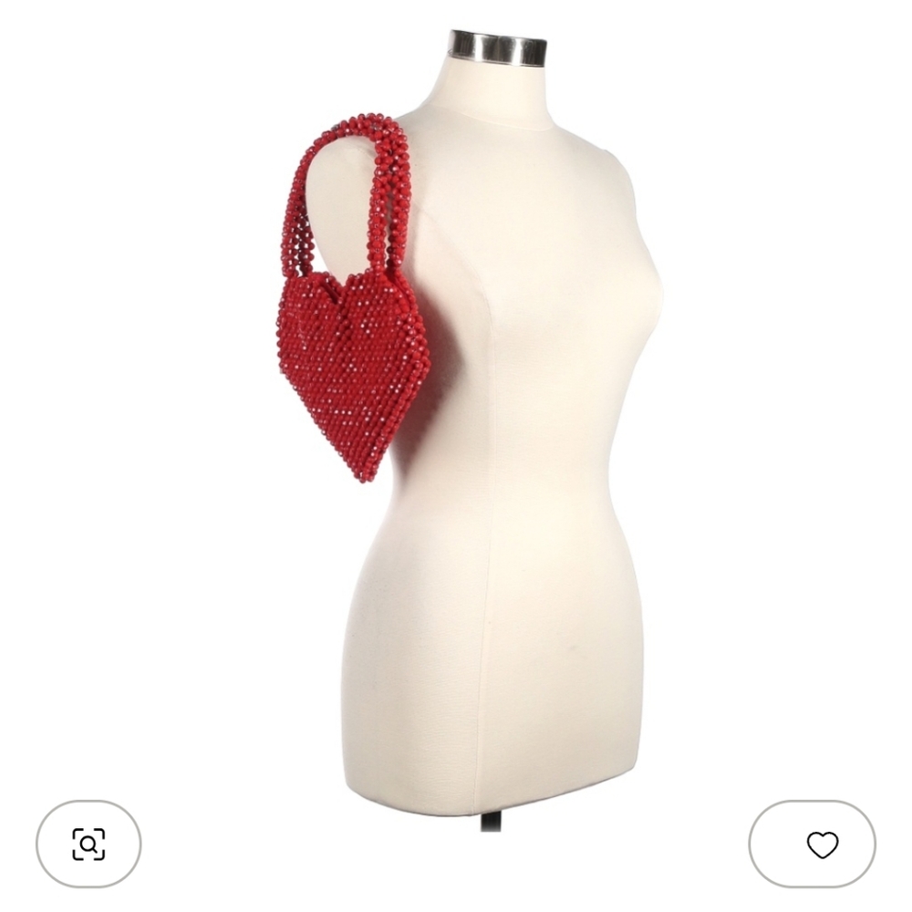 Loeffler Randall Maria Red Beaded Heart-Shaped Handbag Fair Condition - Picture 9 of 9